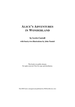 Lewis Carroll: Alice's Adventures in Wonderland