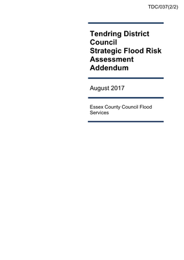 Tendring District Council Strategic Flood Risk Assessment Addendum