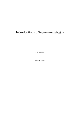 Introduction to Supersymmetry(1)