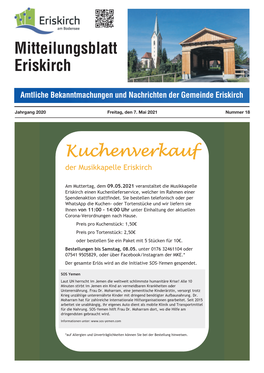 Mitteilungsblatt Nr. 18 Vom 07.05.2021