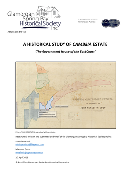 Historical Study of Cambria Estate, Prepared by Glamorgan Spring Bay