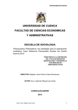 Universidad De Cuenca Facultad De Ciencias Economicas Y Administrativas