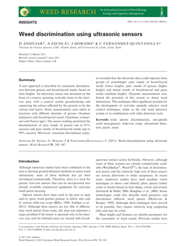 Weed Discrimination Using Ultrasonic Sensors