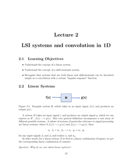 Lecture 2 LSI Systems and Convolution in 1D