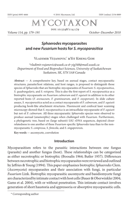 Mycoparasites and New &lt;I&gt;Fusarium&lt;/I&gt;