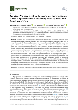Comparison of Three Approaches for Cultivating Lettuce, Mint and Mushroom Herb