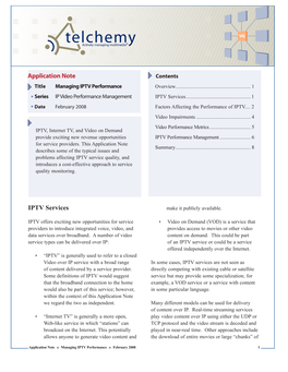 Application Note IPTV Services