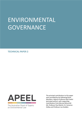 Environmental Governance (Technical Paper 2, 2017)