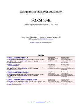FERRELLGAS PARTNERS L P Form 10-K Annual Report Filed 2018-09-27