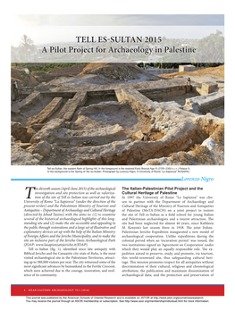 TELL ES-SULTAN 2015 a Pilot Project for Archaeology in Palestine