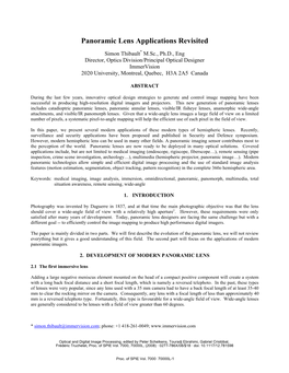 Optics – Panoramic Lens Applications Revisited