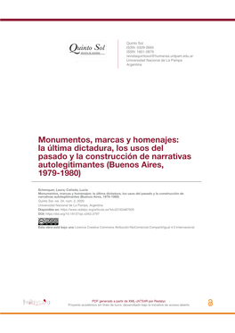 La Última Dictadura, Los Usos Del Pasado Y La Construcción De Narrativas Autolegitimantes (Buenos Aires, 1979-1980)