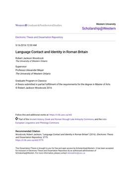 Language Contact and Identity in Roman Britain