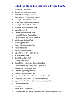 Ebird Top 100 Birding Hot Sots