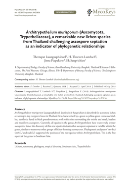 Ascomycota, Trypetheliaceae)