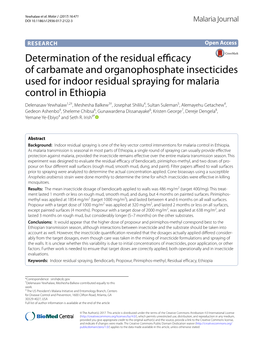 Determination of the Residual Efficacy of Carbamate and Organophosphate