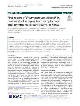 First Report of Entamoeba Moshkovskii in Human Stool Samples From