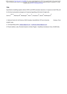 Quantitative Modelling Explains Distinct STAT1 and STAT3