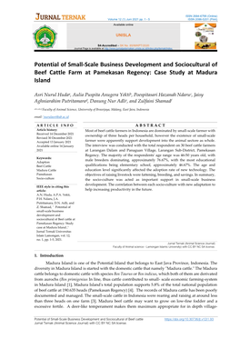 Potential of Small-Scale Business Development and Sociocultural of Beef Cattle Farm at Pamekasan Regency: Case Study at Madura Island