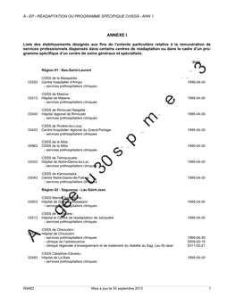 EP-Réadaptation Ou Programme Spécifique CHSGS