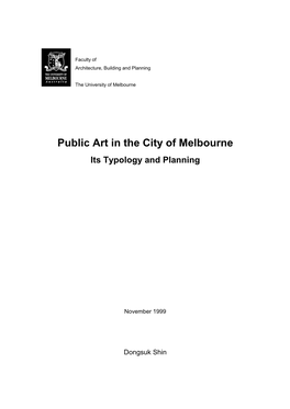 Public Art in the City of Melbourne Its Typology and Planning