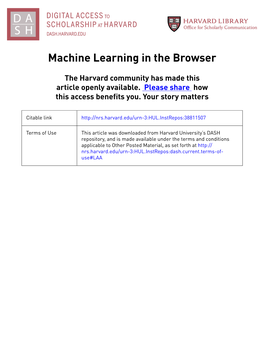 Machine Learning in the Browser