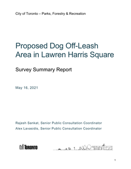 Proposed Dog Off-Leash Area in Lawren Harris Square