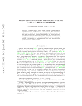 Arxiv:2003.06811V3 [Math.DS] 31 Mar 2021 Nsmcasclaayi Eg E [ See (E.G