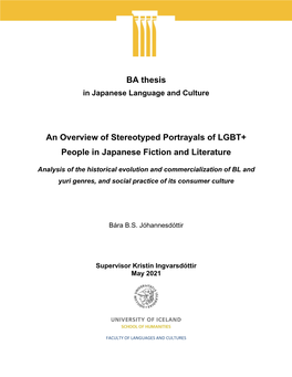 BA Thesis an Overview of Stereotyped Portrayals of LGBT+ People In