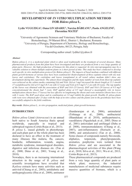 Development of in Vitro Multiplication Method For