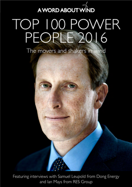 TOP 100 POWER PEOPLE 2016 the Movers and Shakers in Wind