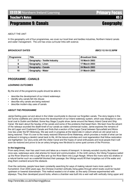 Canals Geography Primary Focus