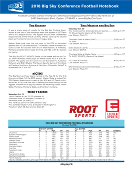 2018 Big Sky Conference Football Notebook
