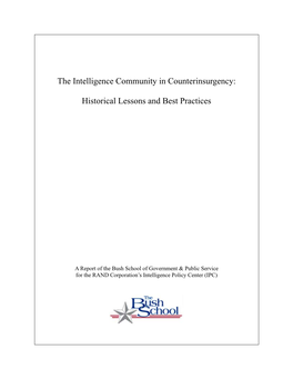 The Intelligence Community in Counterinsurgency