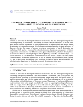 Probabilistic Travel Model of Gangtok City, Sikkim, India FINAL.Pdf