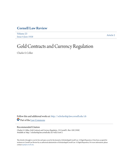 Gold Contracts and Currency Regulation Charles S