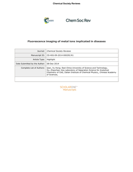 Fluorescence Imaging of Metal Ions Implicated in Diseases