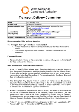 Transport Delivery Committee