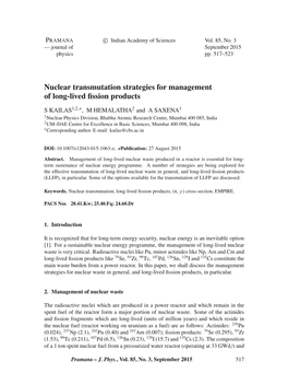 Nuclear Transmutation Strategies for Management of Long-Lived Fission