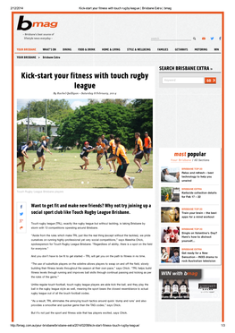 Kick-Start Your Fitness with Touch Rugby League | Brisbane Extra | Bmag a D V E R T I S E M E N T