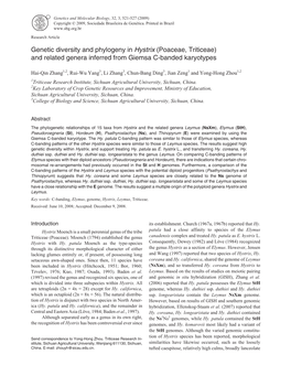 Genetic Diversity and Phylogeny in Hystrix (Poaceae, Triticeae) and Related Genera Inferred from Giemsa C-Banded Karyotypes