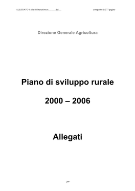 Piano Di Sviluppo Rurale 2000 – 2006 Allegati