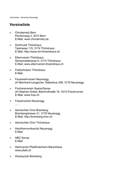 Vereinsliste - Gemeinde Neuenegg