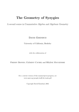 The Geometry of Syzygies