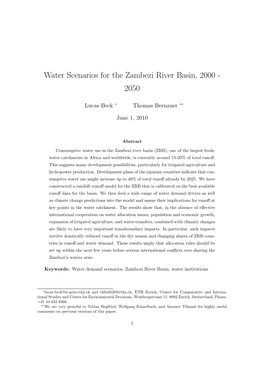 Water Scenarios for the Zambezi River Basin, 2000 - 2050