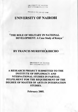 The Role of Military in National Development: a Case Study of Kenya
