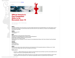 Americas Cup Newsletter