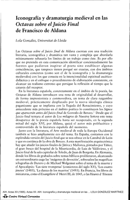 Iconografía Y Dramaturgia Medieval En Las Octavas Sobre El Juicio Final De Francisco De Aldana
