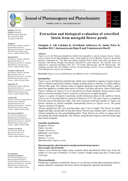 Extraction and Biological Evaluation of Esterified Lutein from Marigold Flower Petals