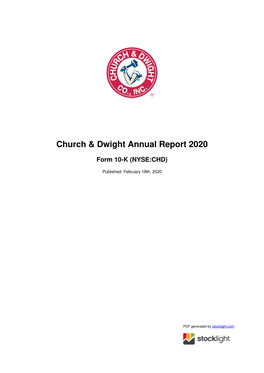 Church & Dwight Annual Report 2020